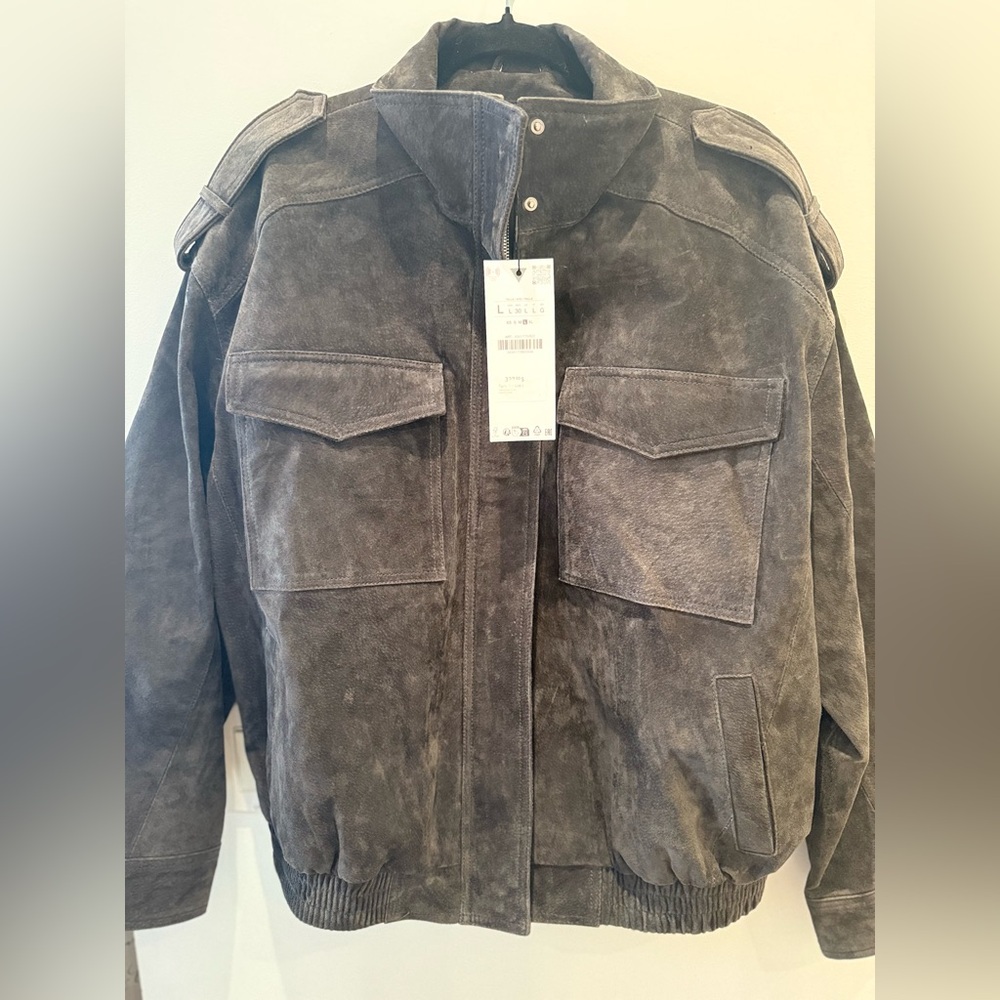 Zara Women’s Gray Suede Leather Jacket - HOT